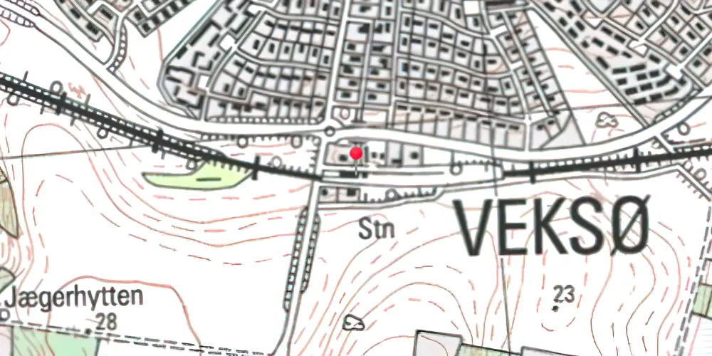 Historisk kort over Veksø Station 