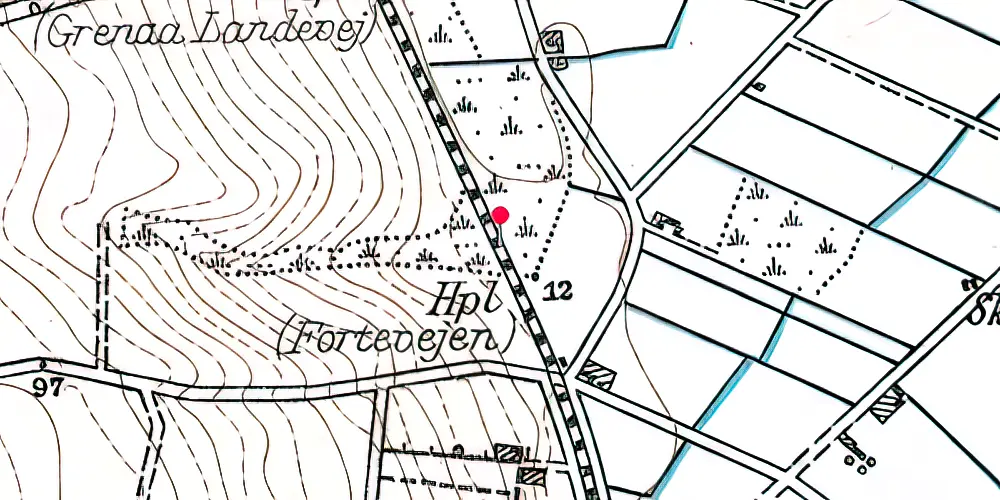 Historisk kort over Vestre Strandallé Trinbræt