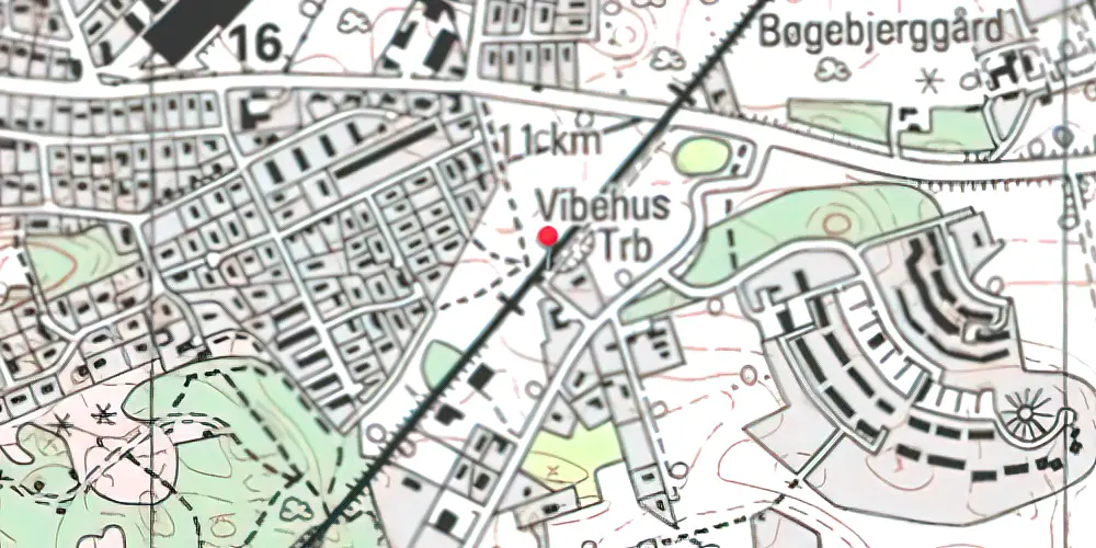 Historisk kort over Vibehus Trinbræt 