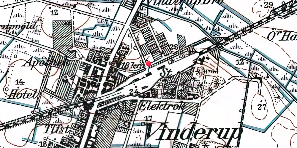 Historisk kort over Vinderup Trinbræt