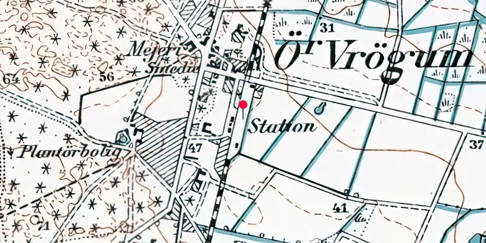 Historisk kort over Vrøgum Station