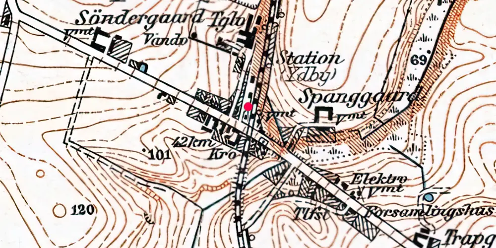 Historisk kort over Ydby Trinbræt