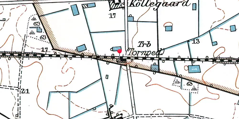 Historisk kort over Tornved Trinbræt