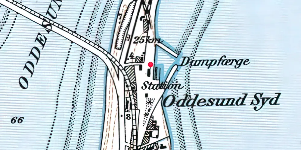 Historisk kort over Oddesund Syd Station