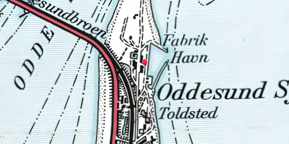 Historisk kort over Oddesund Syd Station 