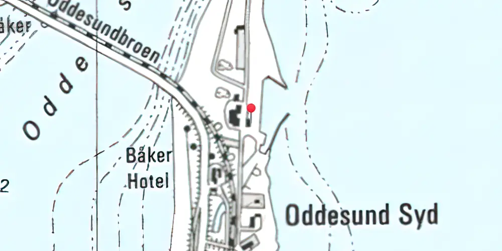 Historisk kort over Oddesund Syd Station 