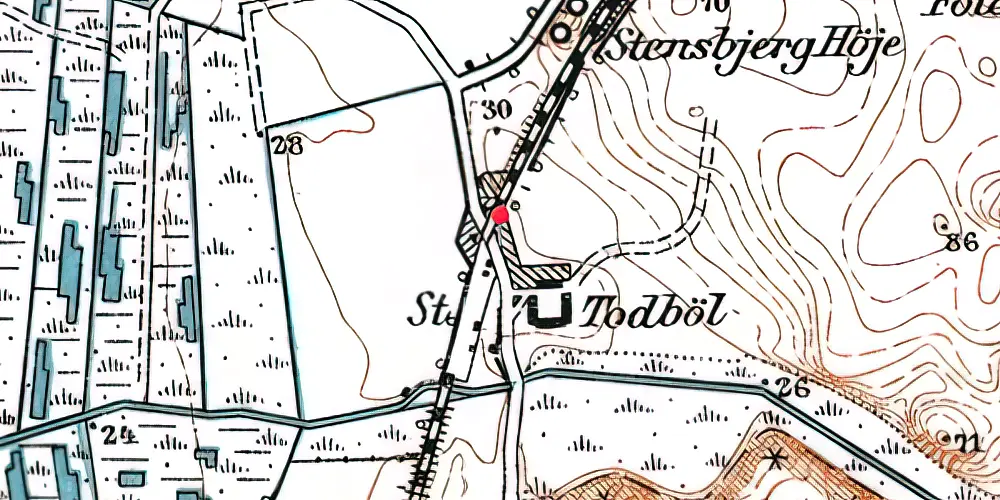 Historisk kort over Todbøl Billetsalgssted