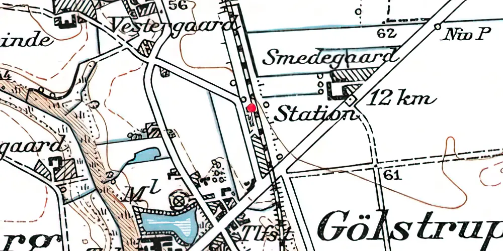 Historisk kort over Gjølstrup Station