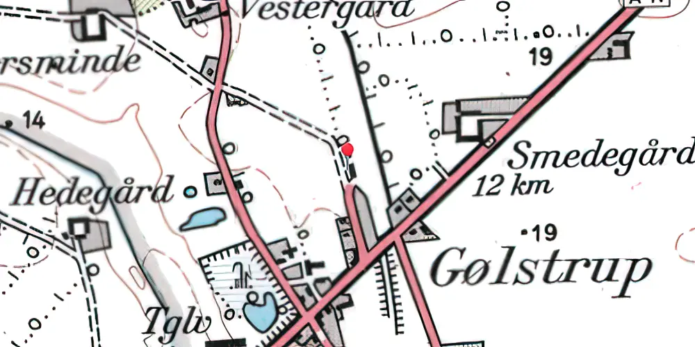 Historisk kort over Gjølstrup Station