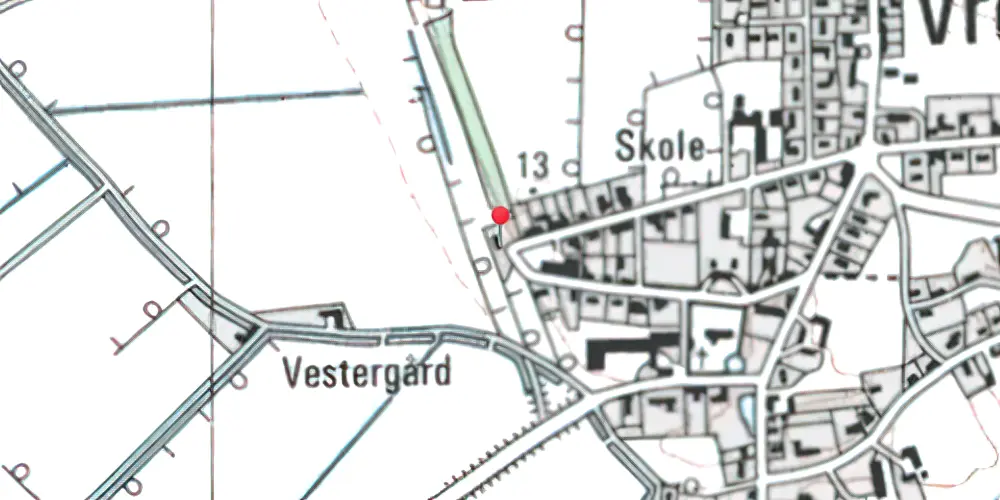 Historisk kort over Vrensted Station 