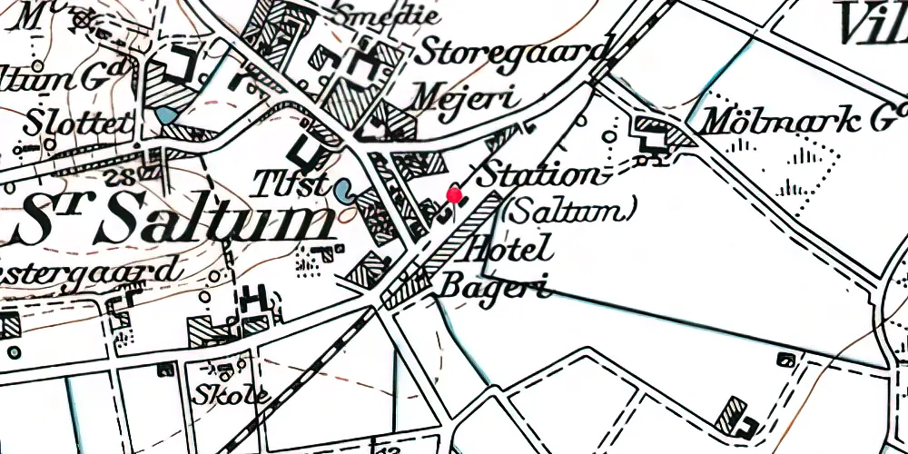 Historisk kort over Saltum Station