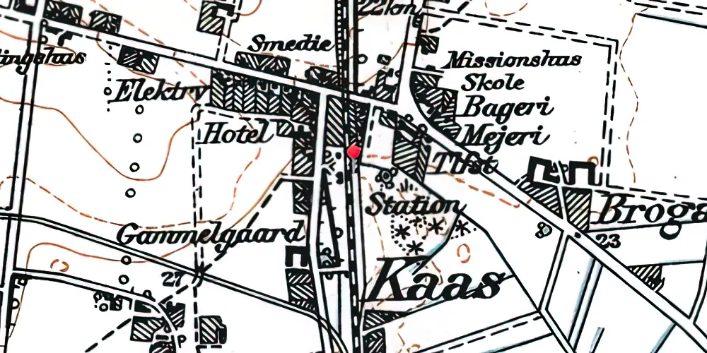 Historisk kort over Kaas Station