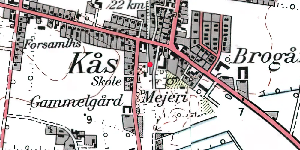 Historisk kort over Kaas Station 