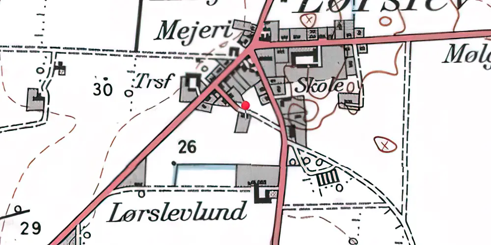 Historisk kort over Lørslev Station 