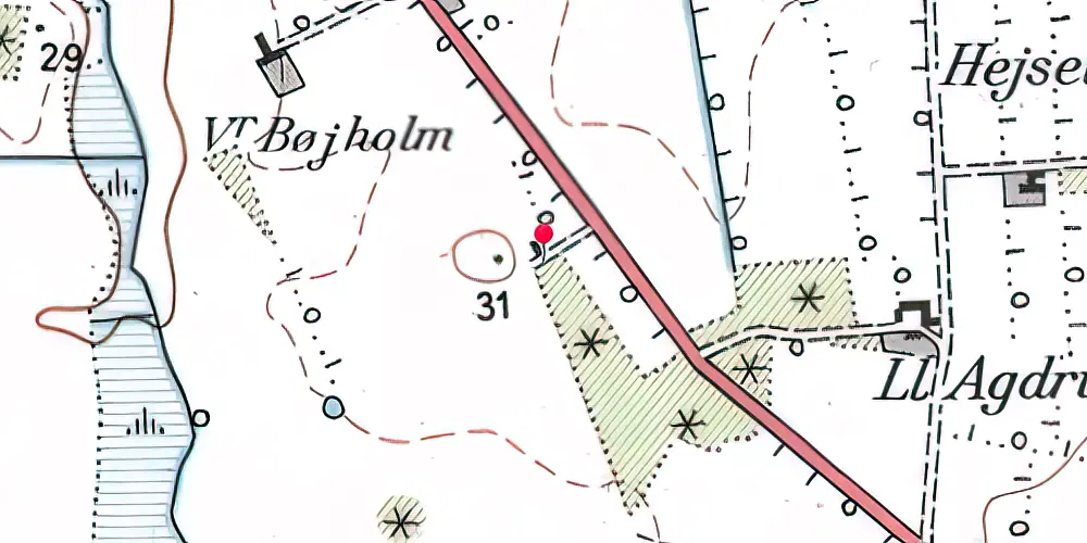 Historisk kort over Bøjholm Holdeplads