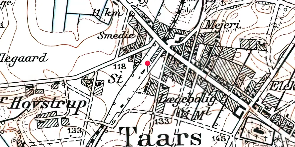 Historisk kort over Taars Station