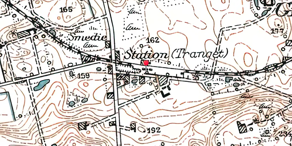 Historisk kort over Tranget Station
