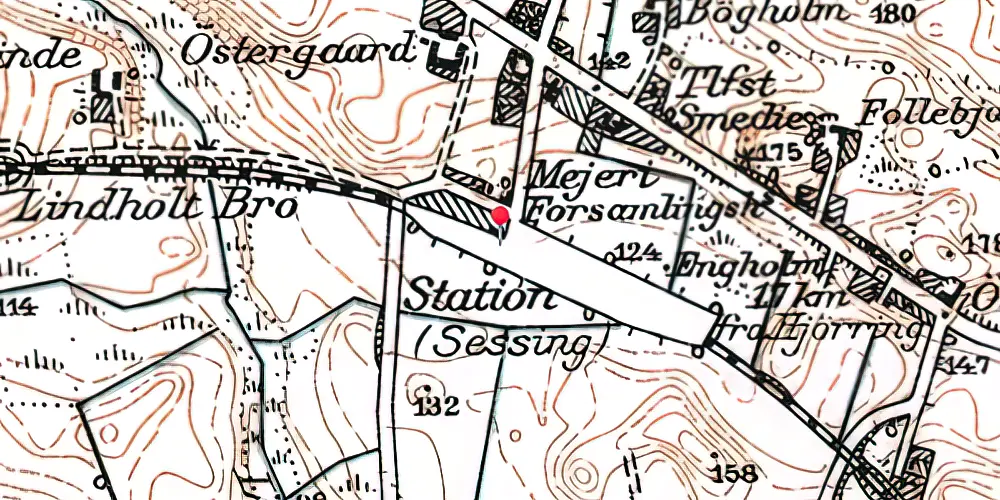 Historisk kort over Sæsing Station
