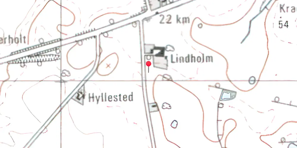Historisk kort over Lindholm (Hjørring-Hørby Jernbane) Trinbræt