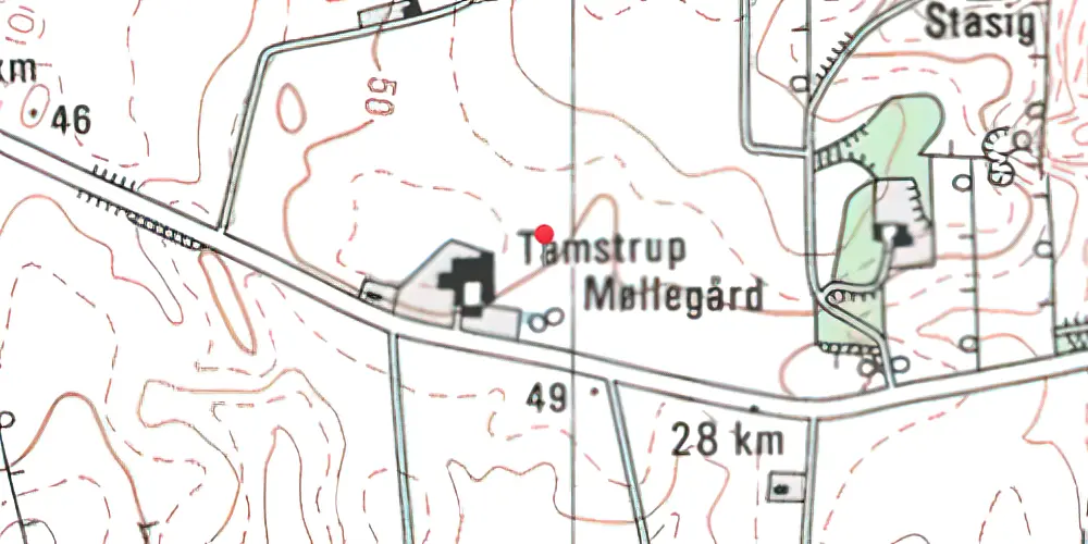 Historisk kort over Tamstrup Trinbræt