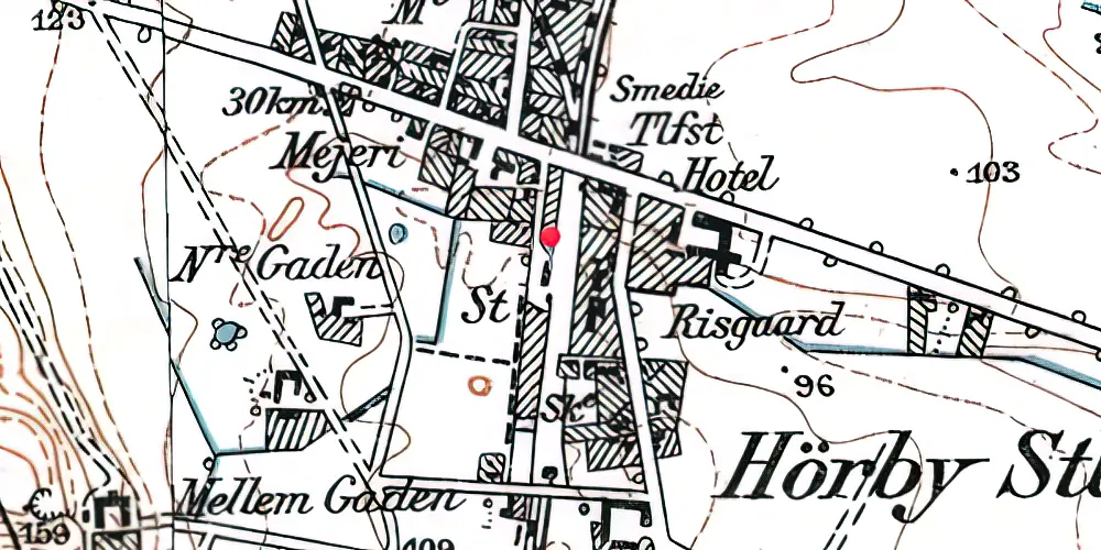 Historisk kort over Hørby Station