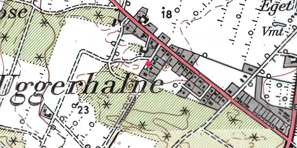 Historisk kort over Uggerhalne Station 