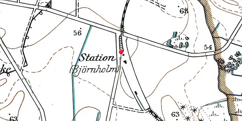 Historisk kort over Bjørnholm Station 