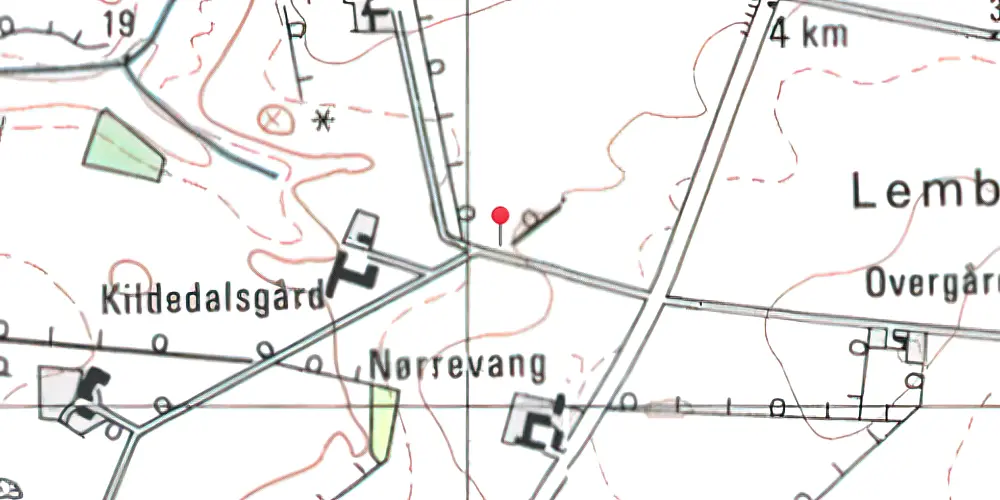 Historisk kort over Kildedal (Vodskov-Østervrå) Trinbræt