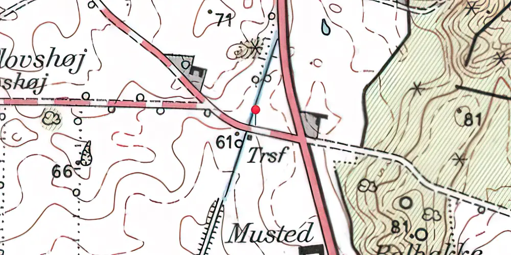 Historisk kort over Musted Trinbræt