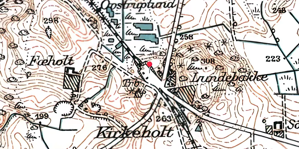 Historisk kort over Kirkholt Trinbræt