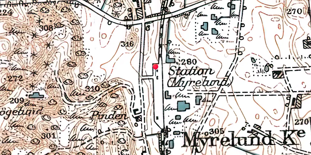 Historisk kort over Mylund Station