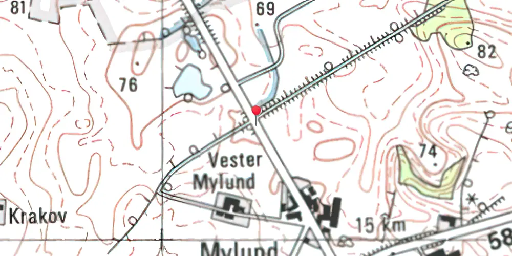Historisk kort over Vester Mylund Trinbræt