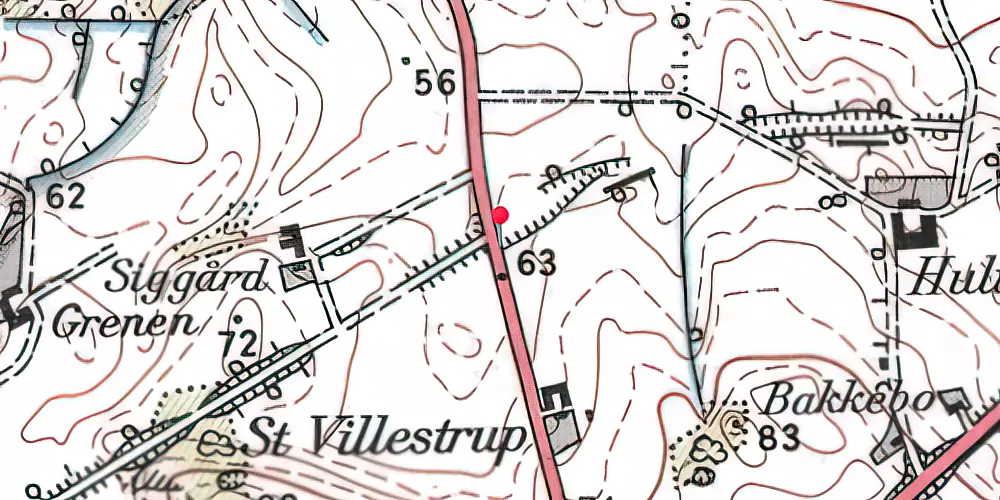 Historisk kort over Villestrup Trinbræt