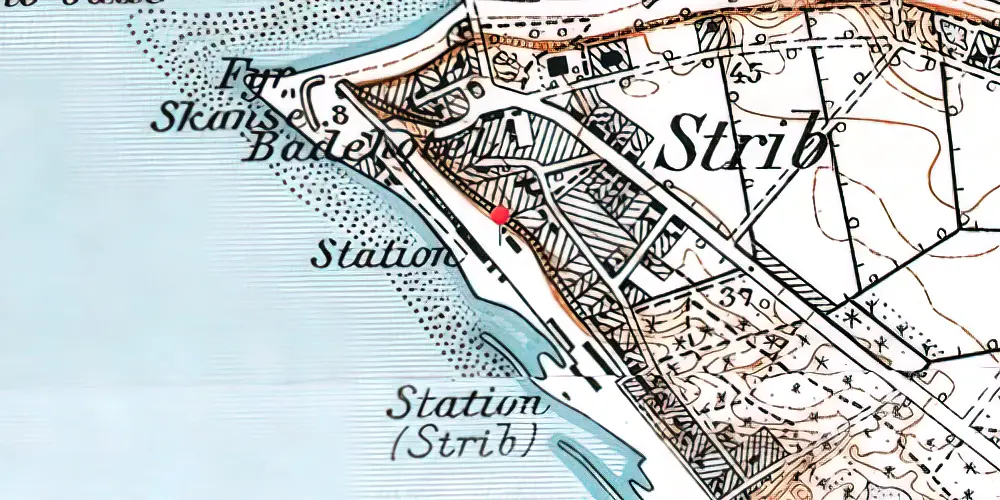Historisk kort over Strib Station