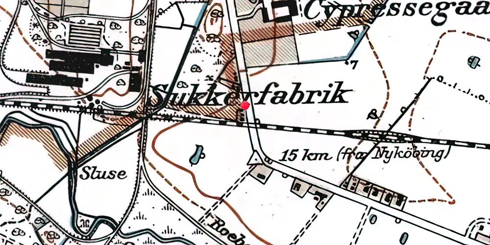 Historisk kort over Nykøbingvej Trinbræt