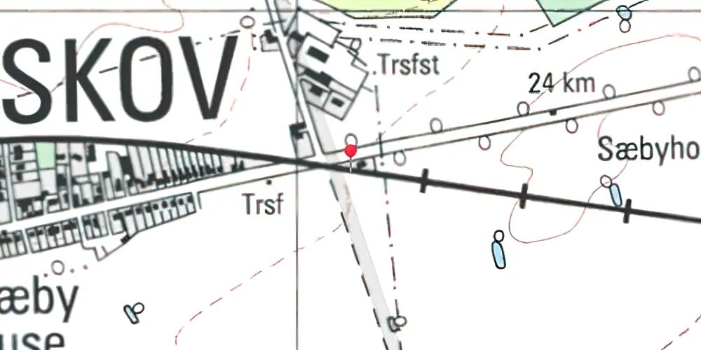 Historisk kort over Sæby Huse Holdeplads 