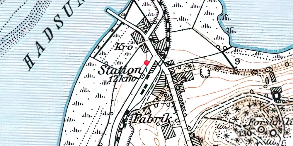 Historisk kort over Hadsund Syd Station