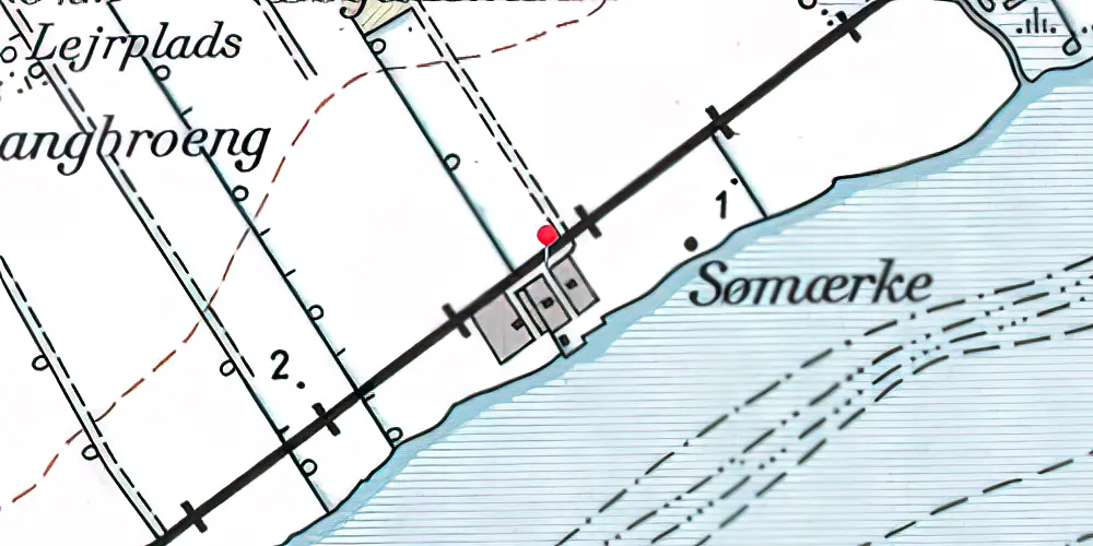 Historisk kort over Engholm Strand Trinbræt