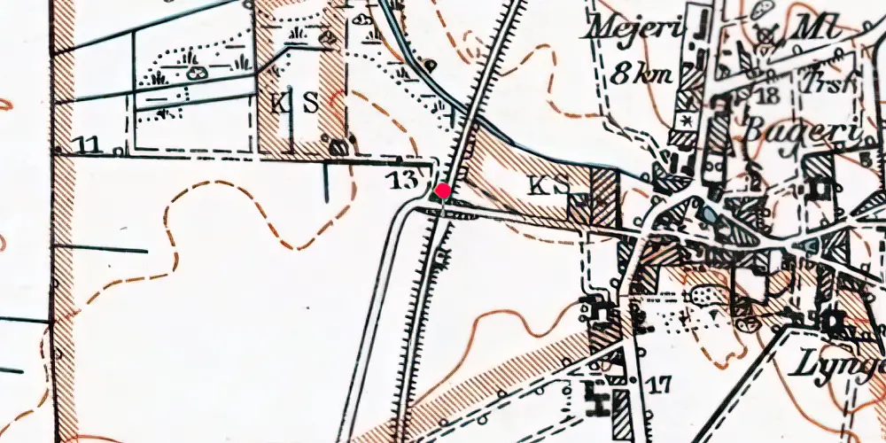 Historisk kort over Lyngerup Trinbræt 