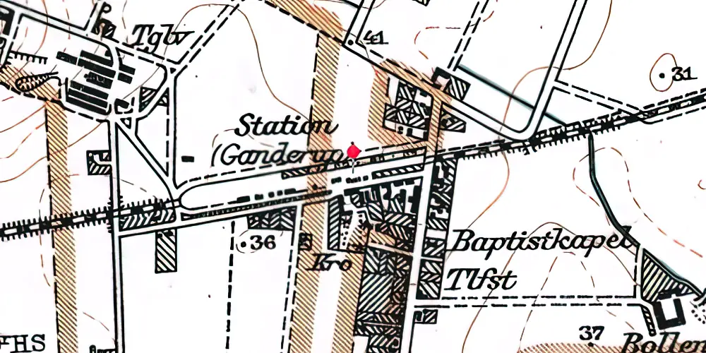 Historisk kort over Gandrup Station