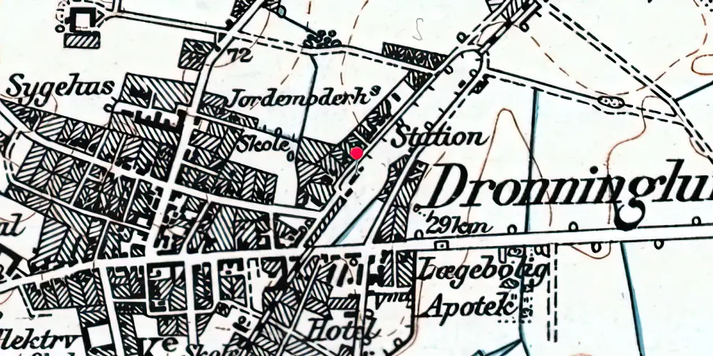 Historisk kort over Dronninglund Station