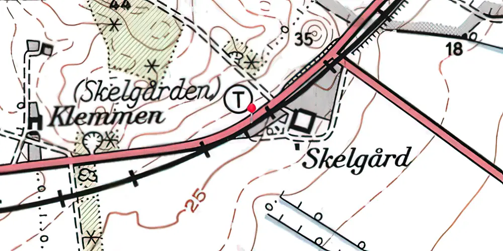 Historisk kort over Skelgaarden Trinbræt