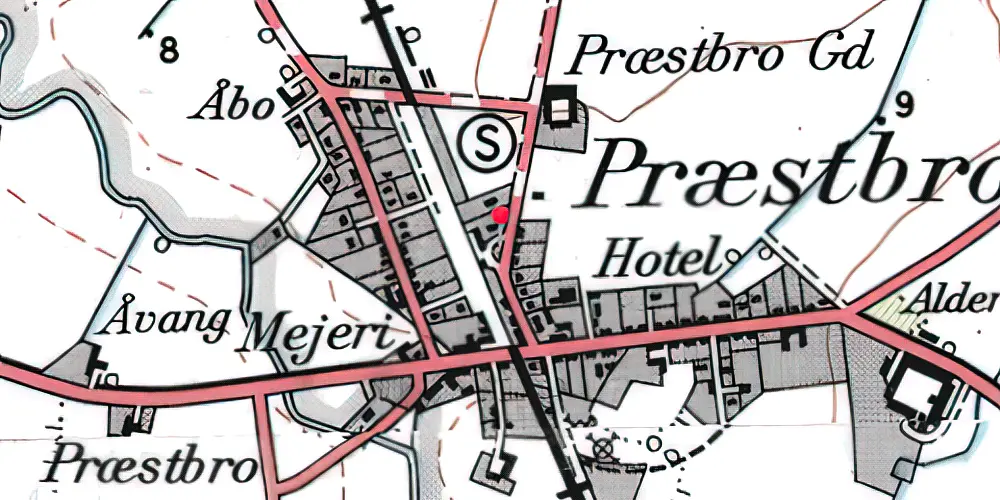 Historisk kort over Præstbro Station