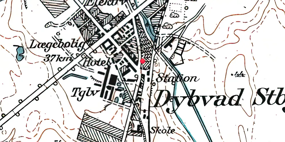 Historisk kort over Dybvad Station