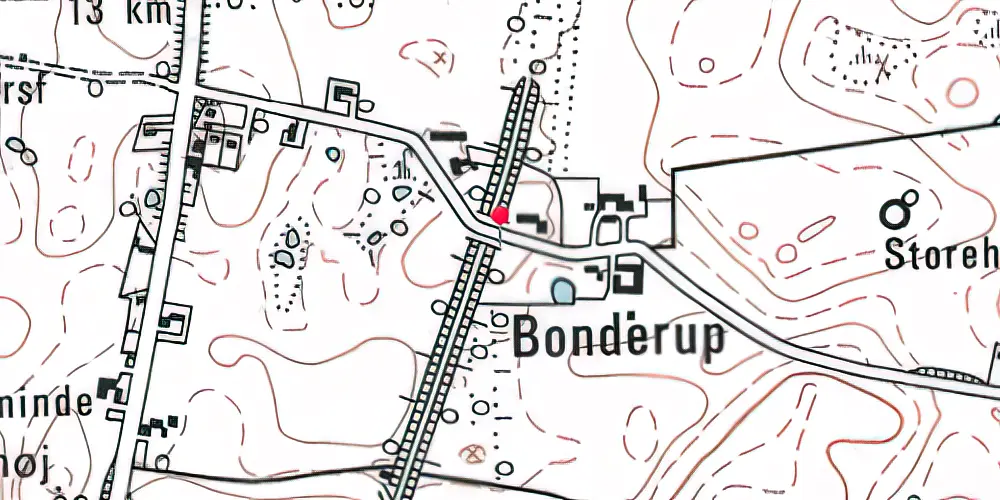 Historisk kort over Bonderup Sjælland Trinbræt 
