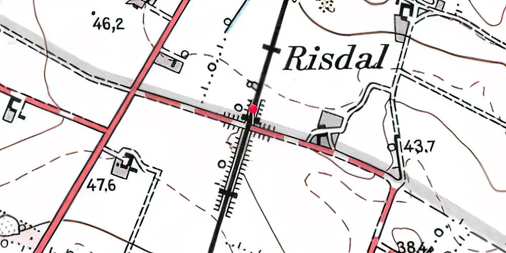 Historisk kort over Risdal Trinbræt 