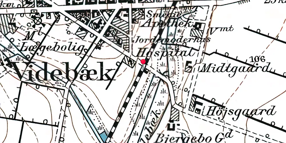 Historisk kort over Videbæk ved Gl. Kongevej Trinbræt 
