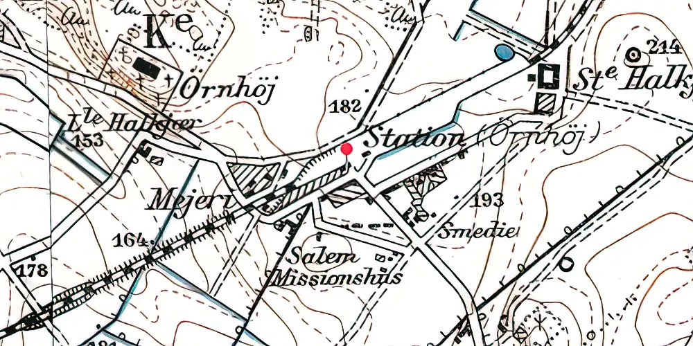 Historisk kort over Ørnhøj Station