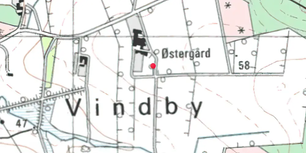 Historisk kort over Østergård Trinbræt (uofficielt)