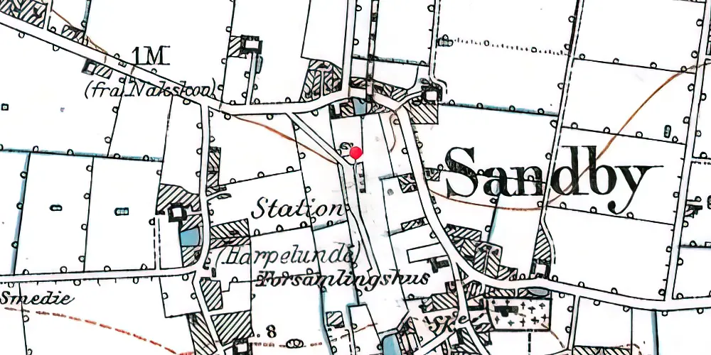 Historisk kort over Harpelunde Station